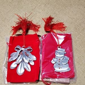 Avon Vintage Silver and Red Holiday Ornaments